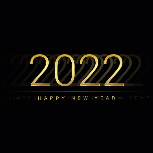 2022 happy new year glossy golden numbers on a dark background