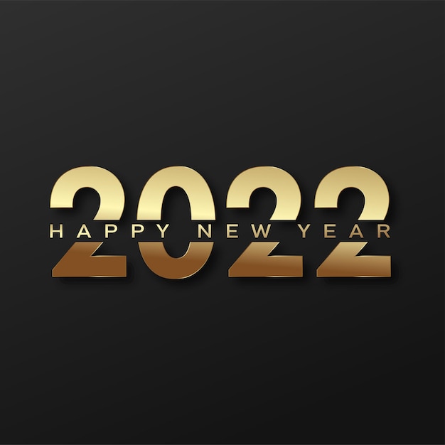 2022 Happy New Year illustratie met gouden cijfers op zwarte achtergrond. Vector.
