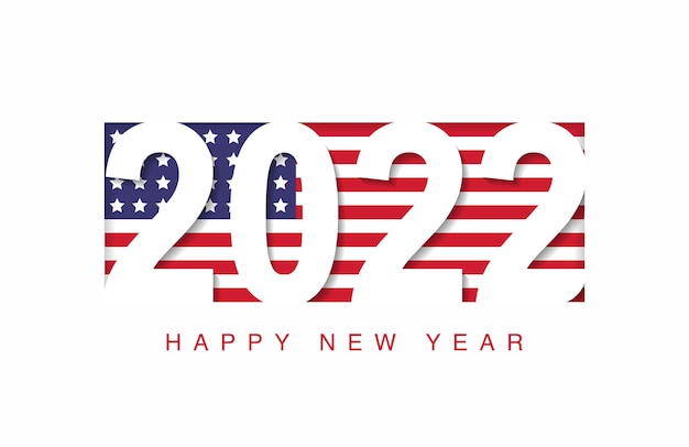 ベクトル 2022年の米国旗の新年あけましておめでとうございます