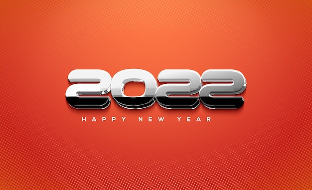 Vector 2022 happy new year in modern metallic colors