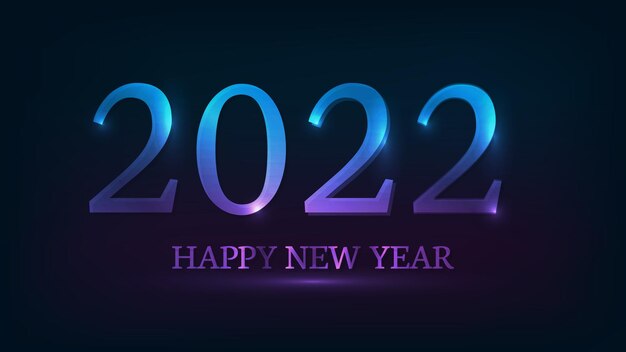 2022 새해 복 많이 받으세요 네온 배경. 크리스마스 휴일 연하장, 전단지 또는 포스터를 위한 조명이 있는 추상 네온 배경. 벡터 일러스트 레이 션