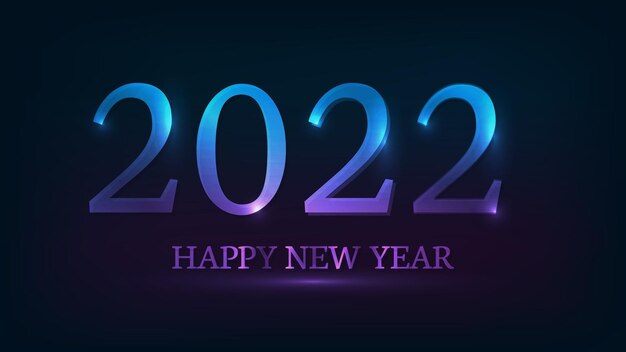 Sfondo al neon di felice anno nuovo 2022. sfondo astratto al neon con luci per biglietti di auguri natalizi, volantini o poster. illustrazione vettoriale