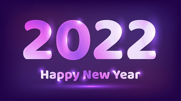 Sfondo al neon di felice anno nuovo 2022. sfondo astratto al neon con luci per biglietti di auguri natalizi, volantini o poster. illustrazione vettoriale