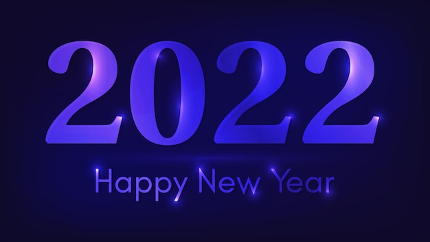 Sfondo al neon di felice anno nuovo 2022. sfondo astratto al neon con luci per biglietti di auguri natalizi, volantini o poster. illustrazione vettoriale