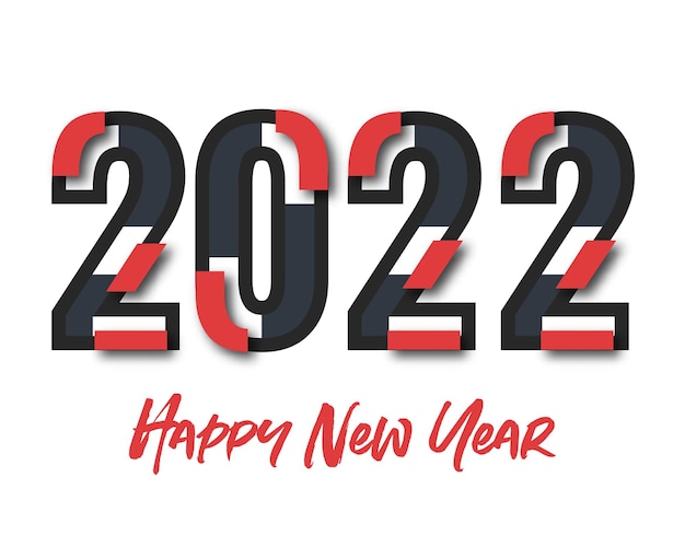 2022 happy new year. numbers paper style. vector linear numbers. design of greeting card. vector illustration. Free Vector