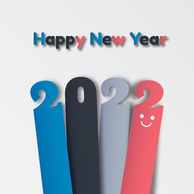 2022 happy new year. numbers paper style. vector linear numbers. design of greeting card. vector illustration.