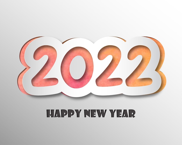 2022年明けましておめでとうございます。数字の紙のスタイル。ベクトル線形数。グリーティングカードのデザイン。ベクトルイラスト。
