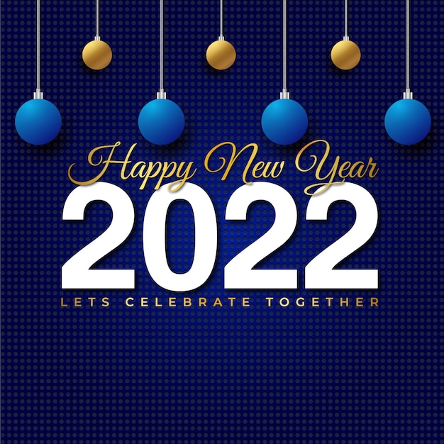 2022 felice anno nuovo festa celebrazione oro e sfondo di lusso scuro modello disegno vettoriale premium