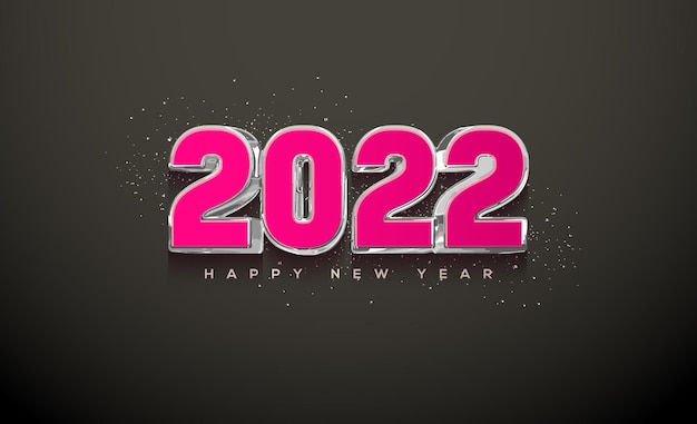 2022 happy new year pink 3d soft