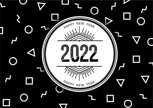 Vector 2022 happy new year seasons greetings template colorful geometric shapes design