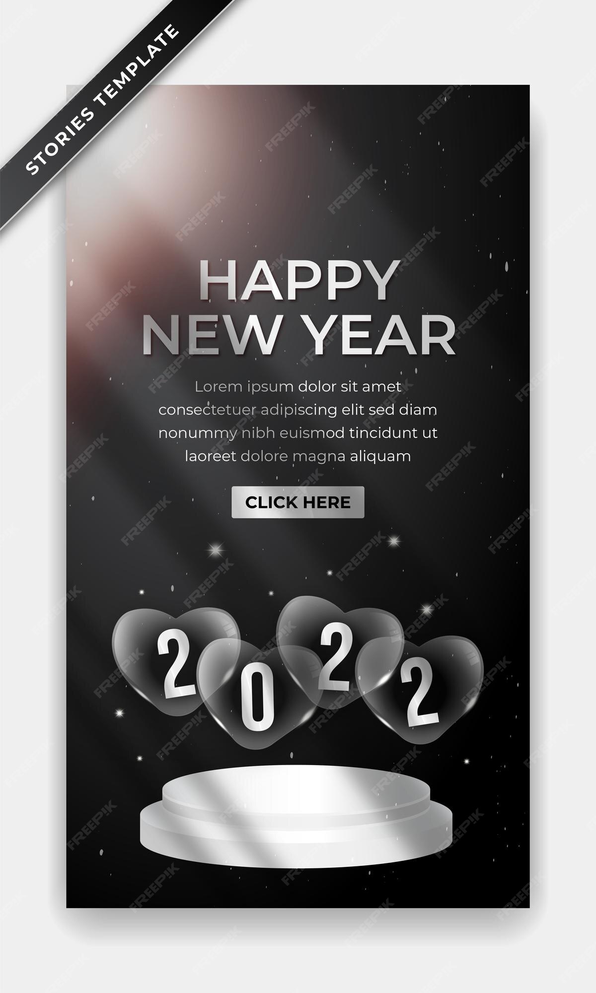 Premium Vector | 2022 happy new year story instagram banner with ...