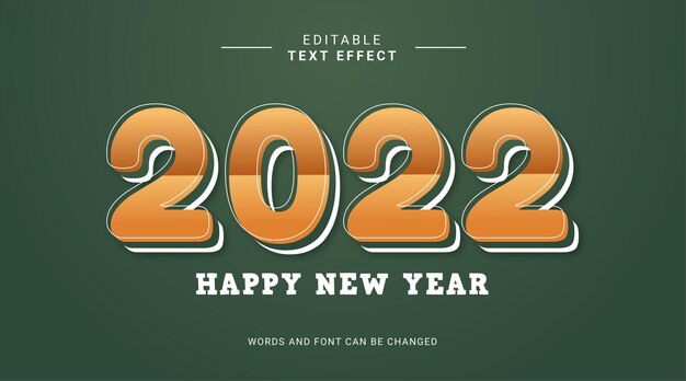 2022 felice anno nuovo effetto testo modificabile stile moderno