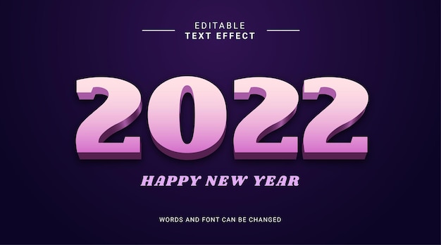2022 felice anno nuovo effetto testo modificabile moderno