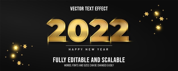 Vector 2022 happy new year text effect