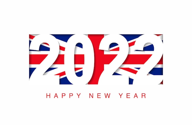 Vector 2022 happy new year in united kingdom flag