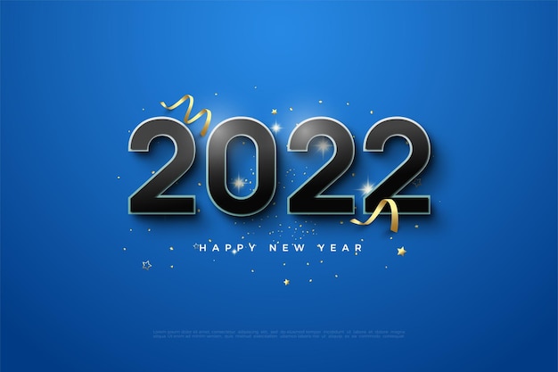 3D黒の数字で2022年明けましておめでとう