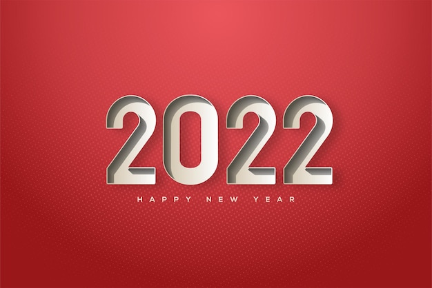 2022 happy new year with 3d emboss effect