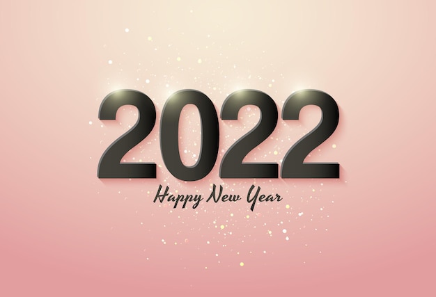 2022 happy new year with black numbers on pink background