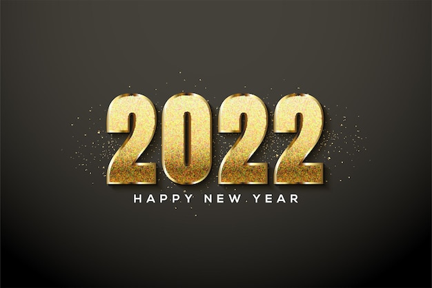 2022 happy new year with bold glitter numbers