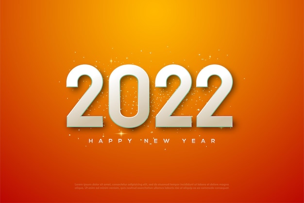 オレンジ色の背景にエレガントな数字で2022年明けましておめでとうございます