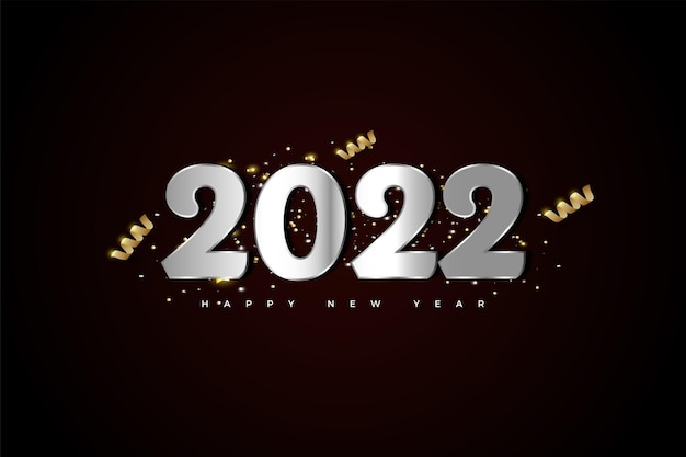 装飾された金のリボンで2022年明けましておめでとう