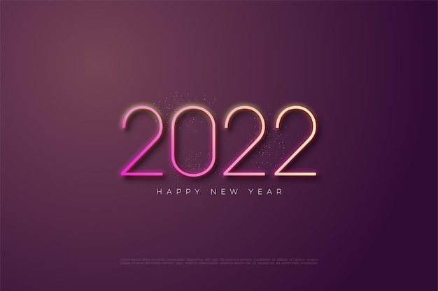 2022 happy new year with fancy colorful thin numbers