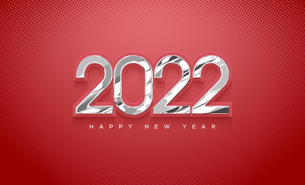 2022 happy new year with glossy glass effect