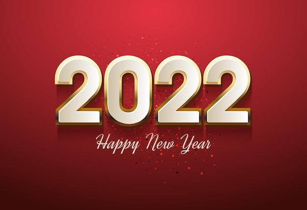 2022 happy new year with gold bordered semi 3D numbers illustration