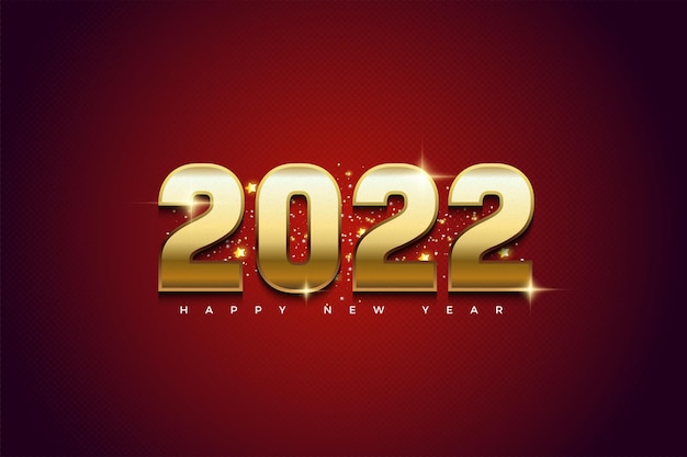 2022 happy new year with golden numbers sparkling light