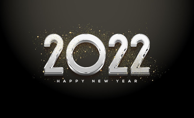 노란색 배경에 숫자가 있는 2022년 새해 복 많이 받으세요