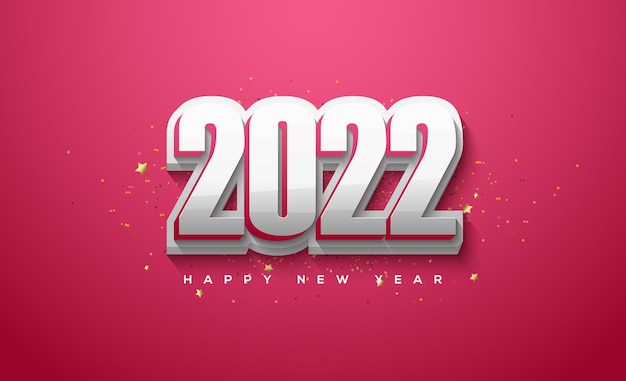 2022 happy new year with pretty pink 3d numbers