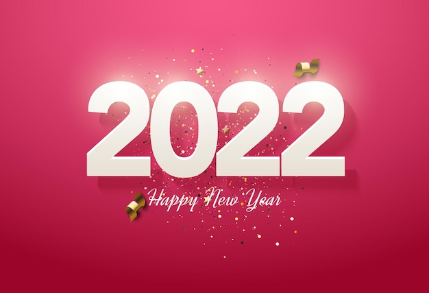 2022 happy new year with shining white numbers
