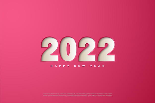 2022 happy new year with white papercut numbers