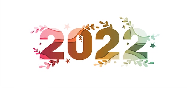 Вектор 2022 в шаблоне фона с эффектом вырезки из бумаги тема «земляные цвета»