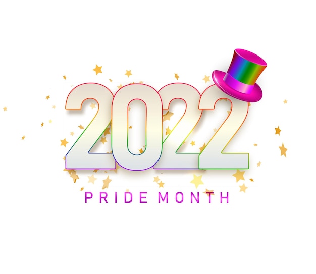 2022 LGBTQ 프라이드 월 프라이드 텍스트 레이블 흰색 배경에 고립 인권 또는 다양성 개념 LGBT 이벤트 배너 디자인 서식 파일