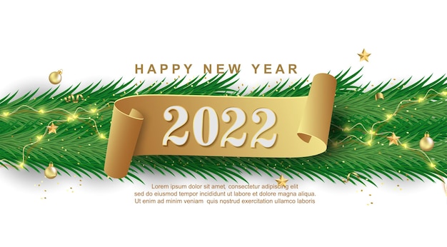 Vector 2022 luxury happy new year on white background