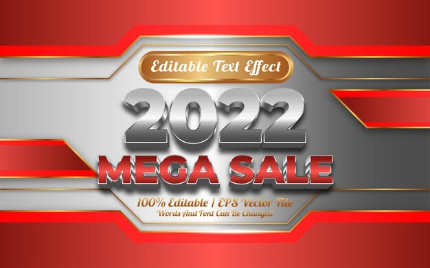 2022 mega sale text effect golden style