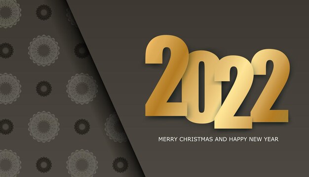 2022 Merry Christmas Brown Brochure Template with Vintage Light Ornament