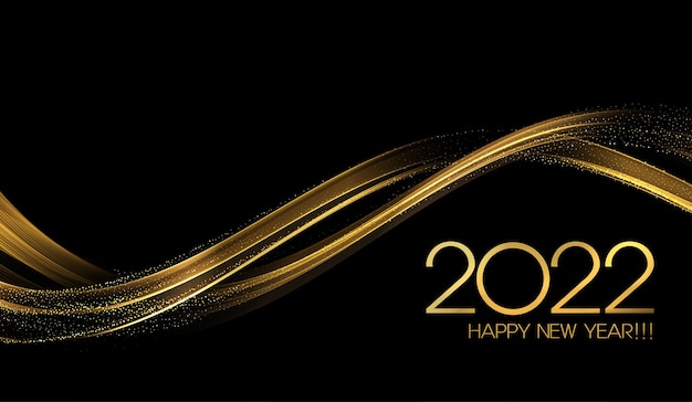 2022 new year abstract shiny color gold wave design element