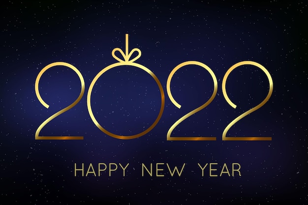 2022 New Year background with gold numbers.