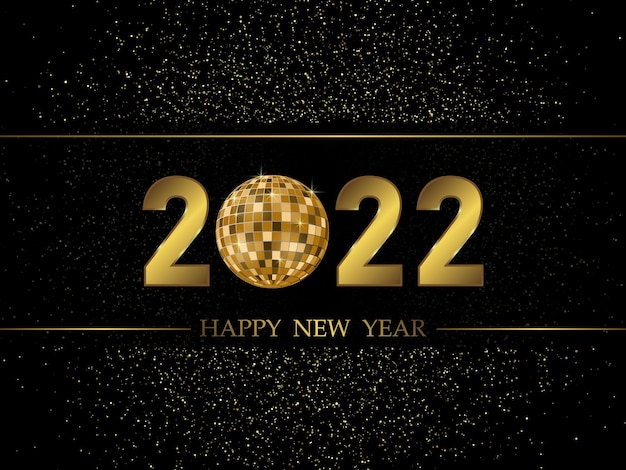 2022年の新年の背景と金の数字。