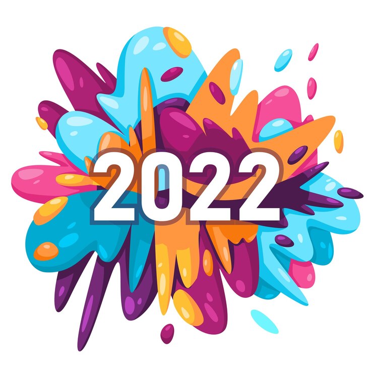 Vector 2022 new year banner poster design splash splattered multicolor colorful greeting creative