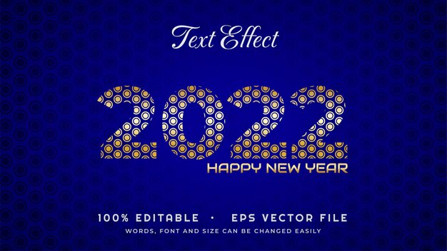 Banner di Capodanno 2022 con effetto di testo modificabile geometrico oro in file vettoriali EPS