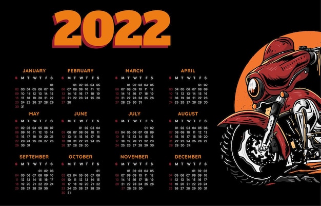 Modello di calendario del nuovo anno 2022