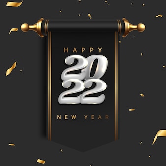 Modello di carta di capodanno 2022 con numeri 3d dorati