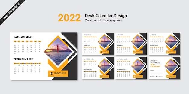 2022 new year colorful  creative desk calendar design template