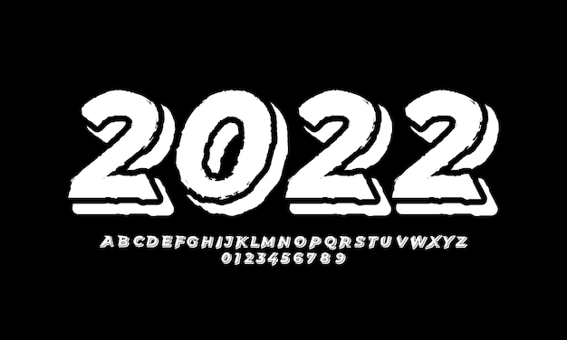 2022年新年フォントグランジヴィンテージブラシ