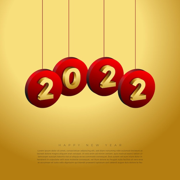 2022 new year greeting square banner with hanging decoration