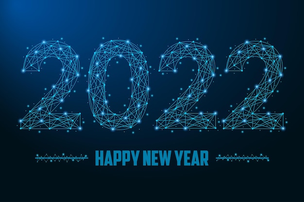 2022 new year illustration made by points and lines polygonal wireframe mesh