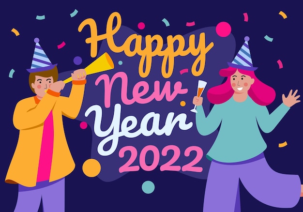 2022 年新年派對插圖向量設計